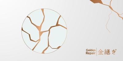 kintsugi golden crack restoration background texture banner vector