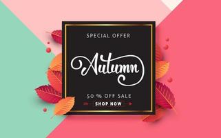 Autumn sale poster banner template vector