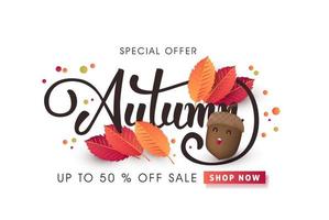 Autumn sale poster banner template vector