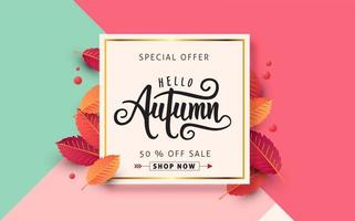 Autumn sale poster banner template vector