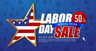 Labor day sale banner poster template vector