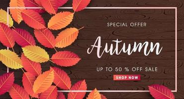 Autumn sale poster banner template vector