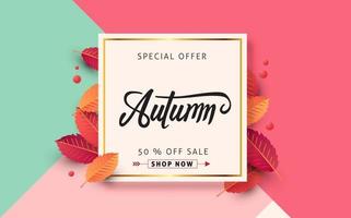 Autumn sale poster banner template vector