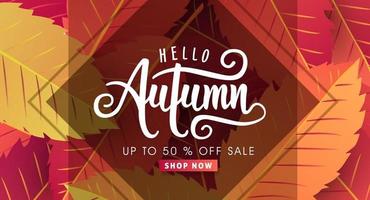 Autumn sale poster banner template vector