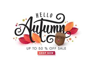 Autumn sale poster banner template vector