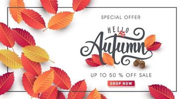 Autumn sale poster banner template vector