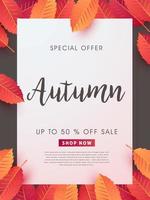 Autumn sale poster banner template vector