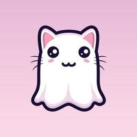 cute cat ghost character design vector