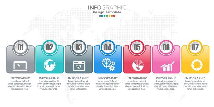 Infographics timeline design template with icons and text label. vector