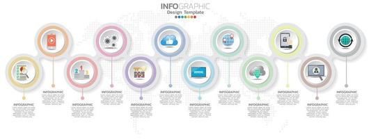 Timeline infographics design for 12 months with business concept vector