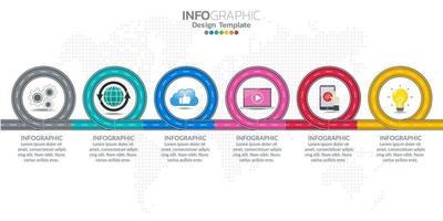 Diseño de plantilla infográfica con 7 opciones de color. vector