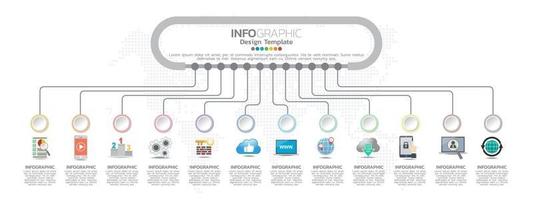 Diseño de infografías de línea de tiempo durante 12 meses con concepto de negocio. vector