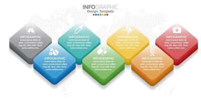 Plantilla de diseño de línea de tiempo de infografía con iconos y etiqueta de texto. vector