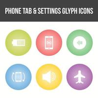 Unique Phone Tab and Settings Vector Icon Set