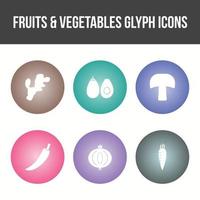 conjunto único de iconos vectoriales de frutas y verduras vector