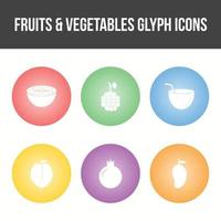 conjunto único de iconos vectoriales de frutas y verduras vector