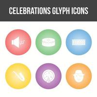 Conjunto de iconos de vector de glifo de celebración única