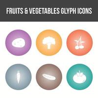 conjunto único de iconos vectoriales de frutas y verduras vector