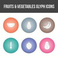 conjunto único de iconos vectoriales de frutas y verduras vector