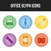 Unique icon set of office glyph vector icons