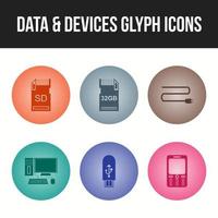 Unique Data and devices vector icon set