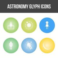 Unique Astronomy Glyph Vector Icon Set