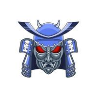 Samurai helmet with oni mask vector