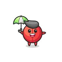 cute cricket ball illustration holding an umbrella vector