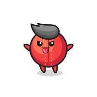 naughty cricket ball character in mocking pose vector