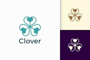 Clover logo with simple love shape represent lucky vector