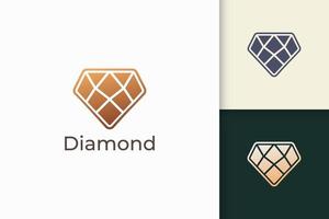 joya de lujo o logotipo de joya en forma de diamante con color dorado vector