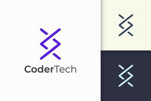 Logotipo de programador o desarrollador en simple y moderno para empresa de tecnología. vector