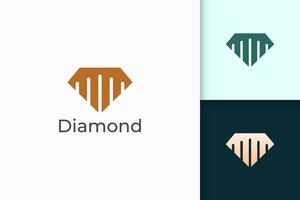 Luxury gem or jewel logo in diamond shape with gold color vector