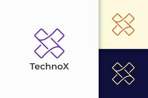 Modern letter X logo for technology company vector