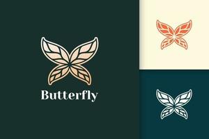 Luxury and abstract butterfly with gold leaf wing for beauty care vector