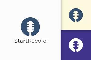 Simple mic logo represent record or audio for podcast vector
