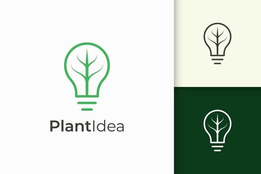 Light bulb and leaf logo in simple style represent tech idea vector