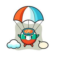 bulgaria flag badge mascot cartoon is skydiving with happy gesture vector