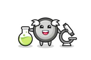 Mascot character of button cell as a scientist vector