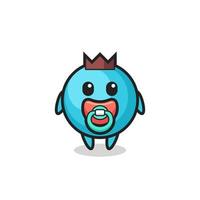 baby blueberry cartoon character with pacifier vector