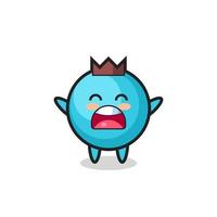 cute blueberry mascot with a yawn expression vector