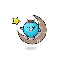 illustration of blueberry cartoon sitting on the half moon vector