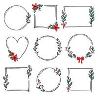 Set of christmas floral frame illustration vector