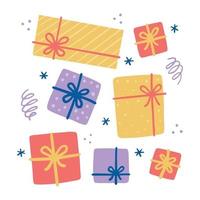 Christmas elements with gift box, package. vector