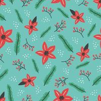 Christmas floral seamless pattern vector