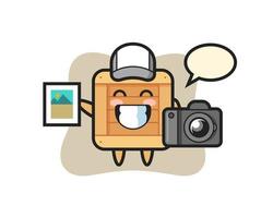 Character Illustration of wooden box as a photographer vector