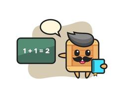 Illustration of wooden box character as a teacher vector