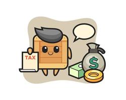 Character cartoon of wooden box as a accountant vector