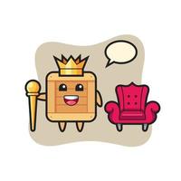 Mascot cartoon of wooden box as a king vector