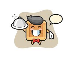 Character mascot of wooden box as a waiters vector